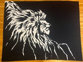 Tissu décoratif 140x110 cm – Lion stylisé noir/blanc, neuf!